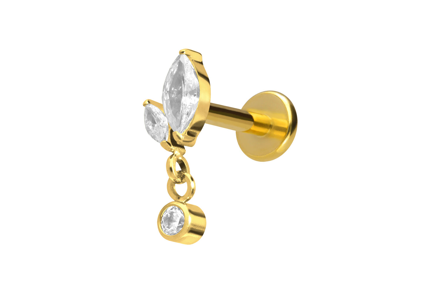 Titan Labret Piercing mit Innengewinde KNOSPE + KRISTALL